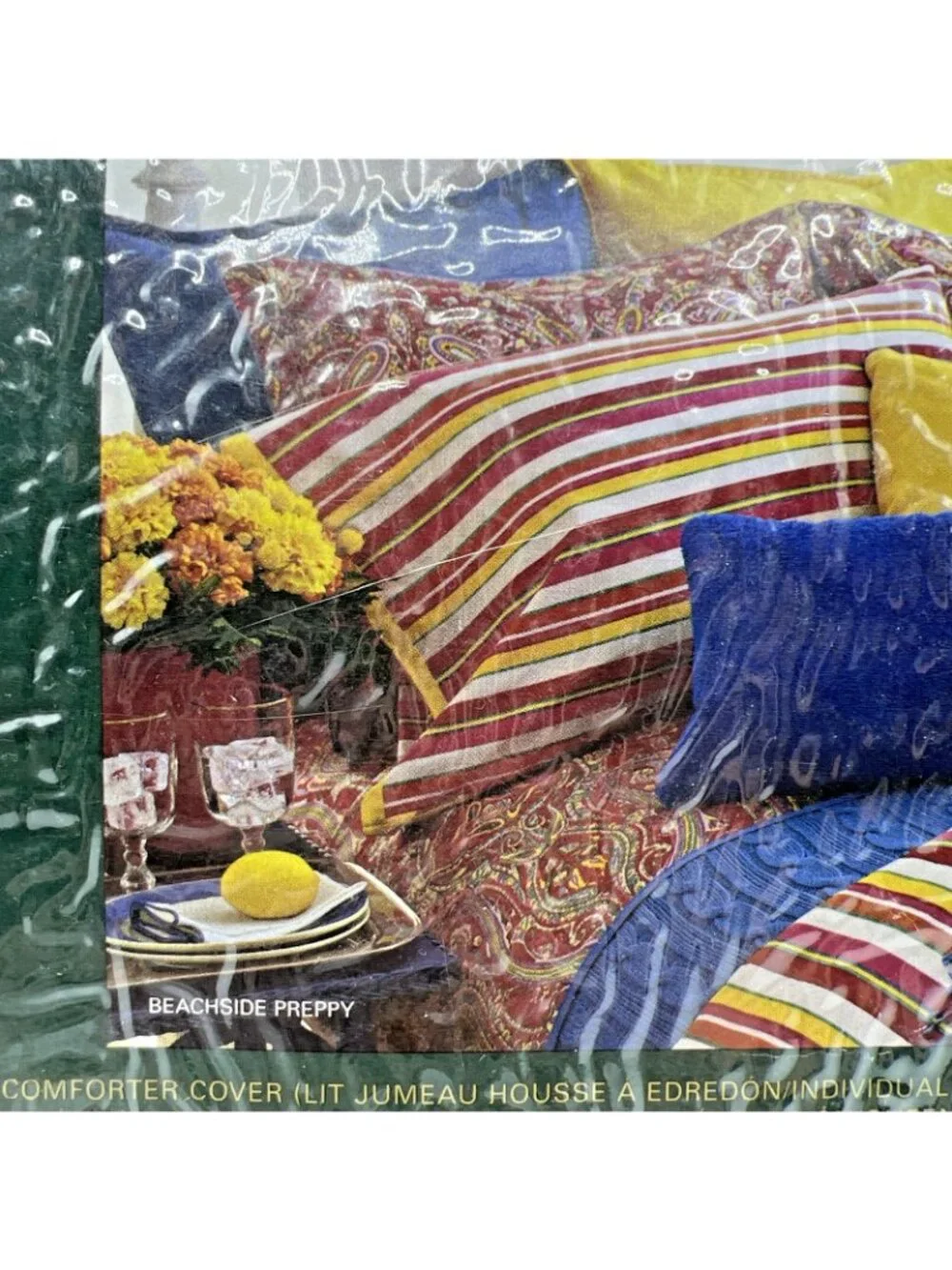 Ralph Lauren Full Queen Comforter Cover Beachside Preppy Stripe Colorful USA